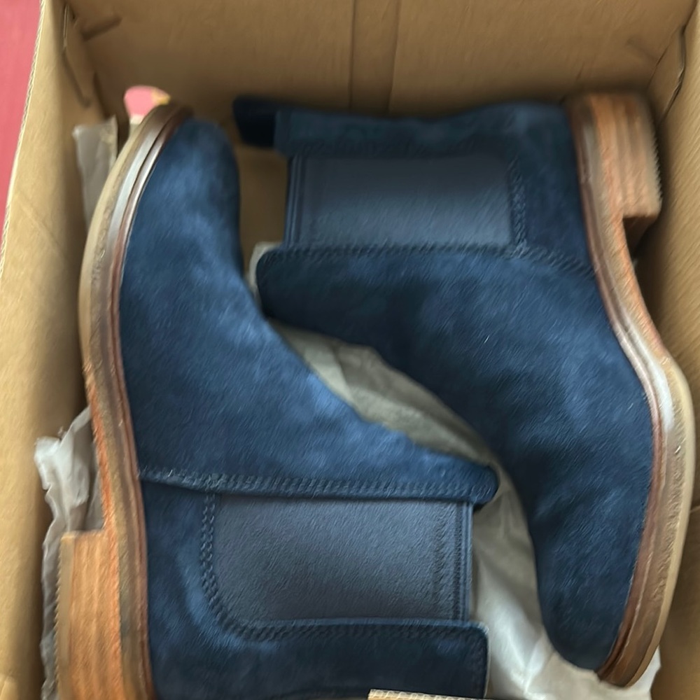 Blue Suede Chelsea Boots